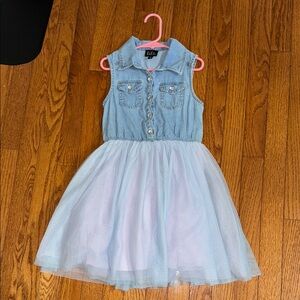 Lilt Denim and White Tulle Kids Dress